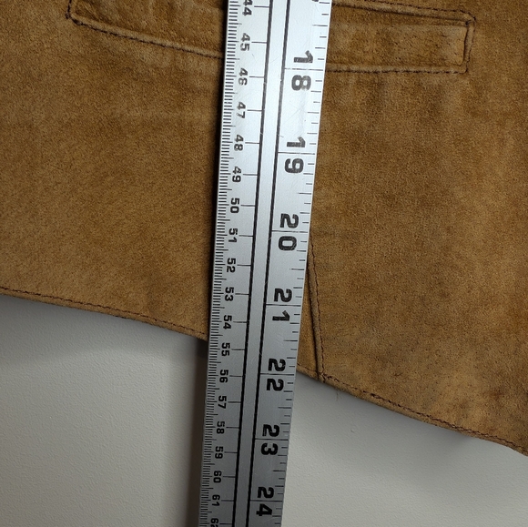 Vintage Leather Vest Men’s Large Tan Button Front Paisley Lined Western Style - Picture 9 of 10